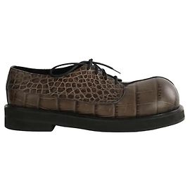 Autre Marque Sapatos de couro khaki com cadarço Caqui