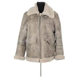 Zadig & Voltaire Gray leather coat Grey