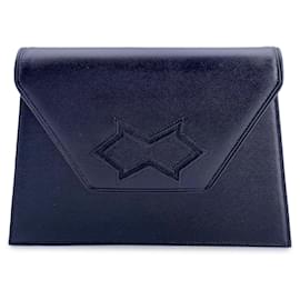 Yves Saint Laurent Pochette Trapeze en Cuir Noir Vintage Noir