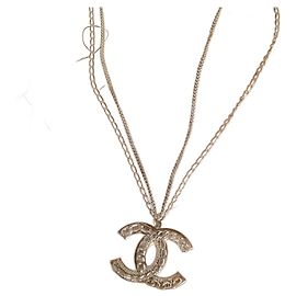 Collier Chanel Double Chaîne Doré Doré