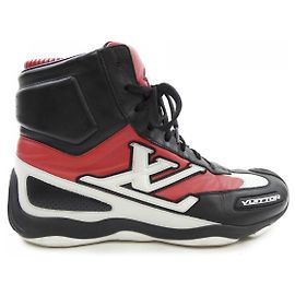 Baskets de course LV Footprint de Louis Vuitton Noir Blanc Rouge