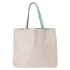 Hermès Bolsa Tote Double Sens 45 em Azul Atoll e Cinza Pérola Azul Cinza