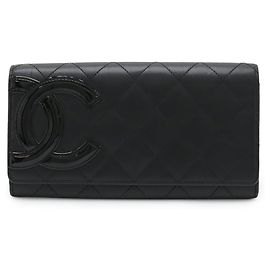 Cartera larga bifold Chanel Cambon Coco Mark Negro Rosa