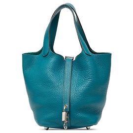 Hermès Picotin Lock 18 in Pelle Clemence Blu Blu Altro