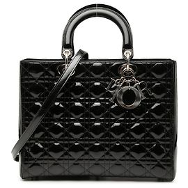 Dior Schwarz Große Lackleder Cannage Lady Dior Schwarz