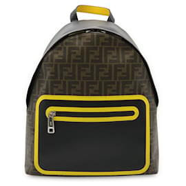 Fendi Zucca Pattern Backpack Black Khaki Yellow
