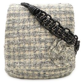 Bolsa de ombro em tweed Camélia da Chanel Marrom Preto Multicor