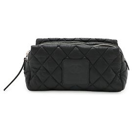 Quilted Nylon Waschtasche Chanel Coco Cocoon Mark Schwarz