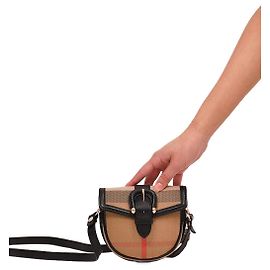 Bolsa crossbody mini com fivela Nova check da Burberry Preto Bege