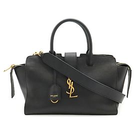 Yves Saint Laurent Black Leather Baby Downtown Handbag Black