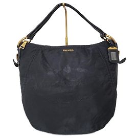 Bolsa hobo de nylon Tessuto Canapa preta da Prada Preto