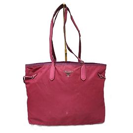 Bolsa tote de nylon e couro PRADA rosa Rosa