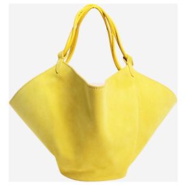 Khaite Borsa a secchiello mini Lotus in suede citron con coulisse Giallo