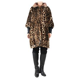 Etro Leopard print faux fur coat - size Brown