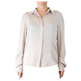Dries Van Noten Camicia in seta rosa a quadri - taglia UK 12 Rosa