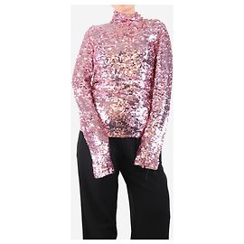 Msgm Pink long-sleeve sequin top - size UK 10 Pink