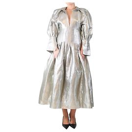 Ellery Robe midi en lurex argent à manches longues Argenté
