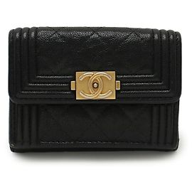 Chanel Boy Chanel Matelasse Small Flap Wallet in Black Black