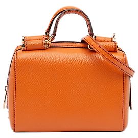 Bolsa Sicily em couro de bezerro texturizado laranja da Dolce & Gabbana Laranja