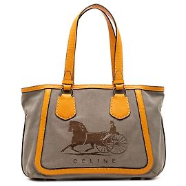 Céline Celine Brown Canvas Carriage Tote Brown Beige