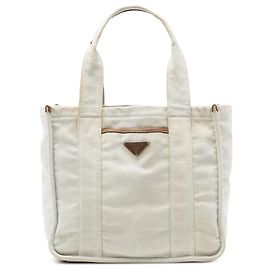 Prada White Canvas Canapa Tote White