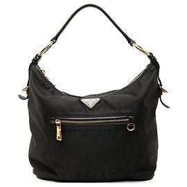 Borsa a spalla in tessuto nero Prada Nero