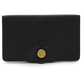 Hermès Hermes Dogon MM Bi-fold Long Wallet Black