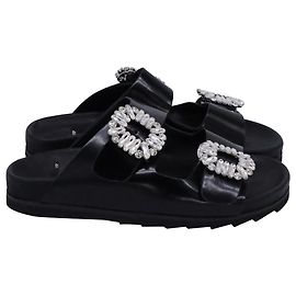 Sandali Slidy Viv' in pelle nera di Roger Vivier Nero