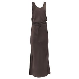 Vestido maxi com cintura ajustável Brunello Cucinelli em acetato marrom Marrom Vermelho