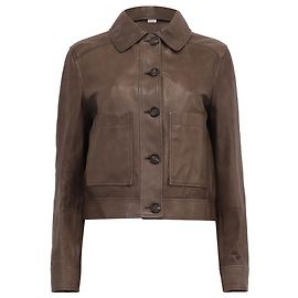 Brunello Cucinelli Button-Down Jacket with Pockets in Brown Leather Brown Red