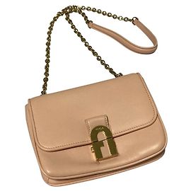 Bolsa de ombro de couro com corrente Furla Rosa