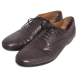 Bally Python-Leder Oxford-Schuhe Braun Dunkelbraun