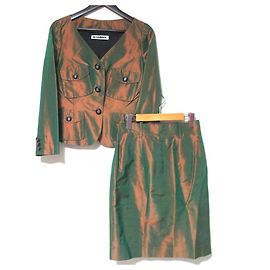Conjunto de saia e jaqueta sem gola de seda Jil Sander+ Multicor Outro