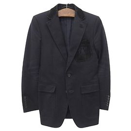 Giacca su misura in pelle con emblema Gucci Nero