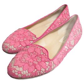 Flache Blumen-Spitzen-Schuhe von Valentino Garavani Pink