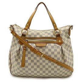 Sac à main Louis Vuitton Damier Azur Evora MM Écru