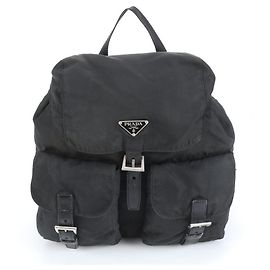 Prada Sport Black Nylon Logo Shoulder Rucksack Bag Backpack Black