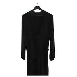 Autre Marque Macacão preto de viscose com decote em V e renda Preto