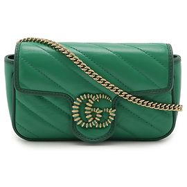 Gucci GG Marmont Quilted Leather Clutch Bag Green