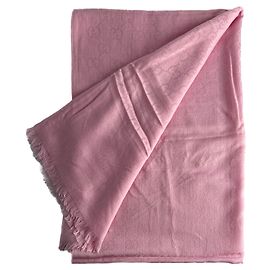 Gucci Lenço de Lã e Seda GG Rosa Rosa