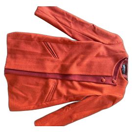 Autre Marque Yulia Yusupova Orange Wool and Leather Short Coat Orange