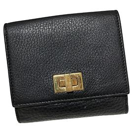 Fendi Peekaboo Leather Compact Wallet Black
