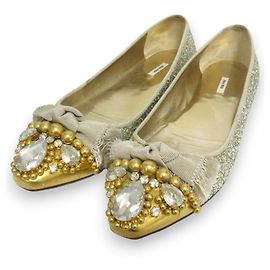 Ballerine a punta glitter Miu Miu D'oro