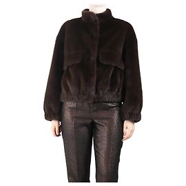 Ba&Sh Braune Kunstfelljacke - Größe UK 8 Braun
