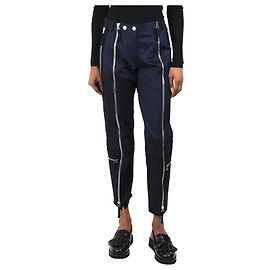 Dries Van Noten Pantalones de cremallera de algodón azul marino - talla UK 8 Azul
