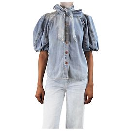 Zimmermann Camicia in denim blu con maniche a sbuffo - taglia UK 6 Blu