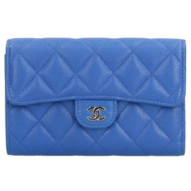 Chanel Matelasse Tri-fold Wallet Blue