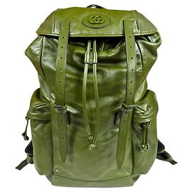 Gucci Double G Leather Backpack Green