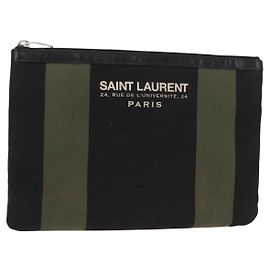 Saint Laurent Beach Zip Canvas Medium Kaki