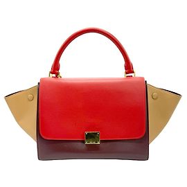 Céline Bolsa Trapeze Tricolor de Couro Pequena da Celine Multicor